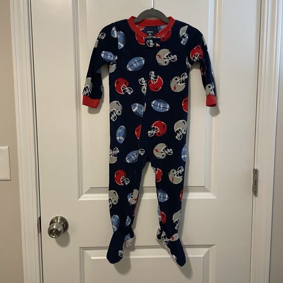 Carter's Other - Carter's Toddler Boy's 2T Football Print Fleece Footed Pajama Sleeper Sport PJs